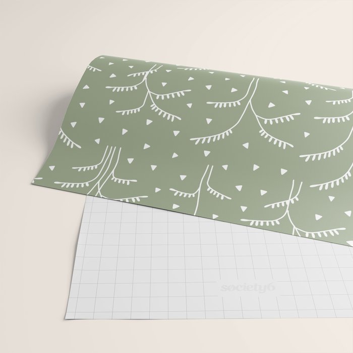 Boho Trees on Sage Green Wrapping Paper Gallery Image 2