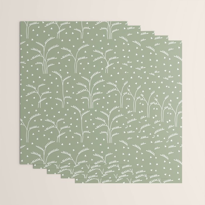 Boho Trees on Sage Green Wrapping Paper Gallery Image 3