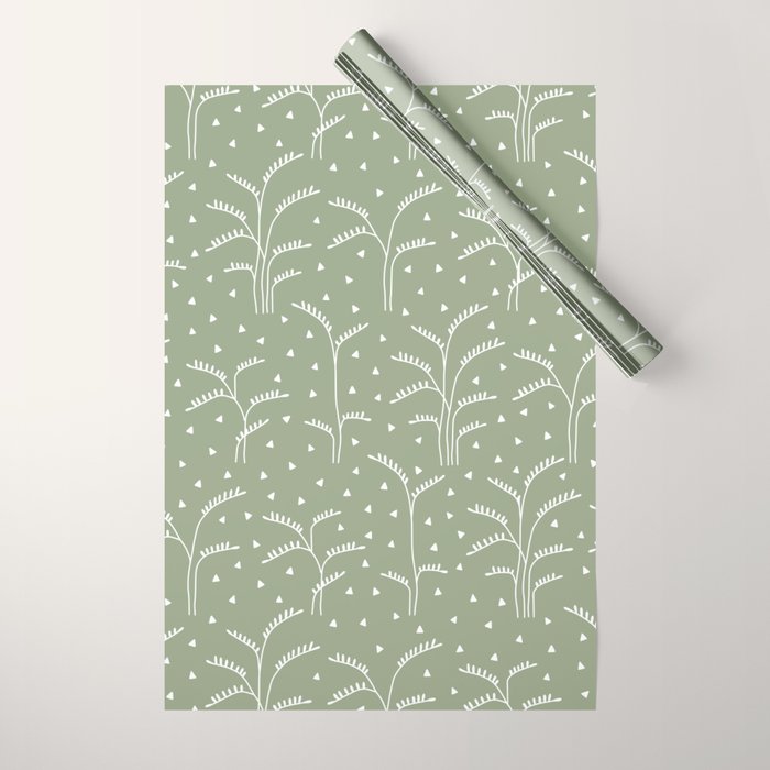 Boho Trees on Sage Green Wrapping Paper Gallery Image 1