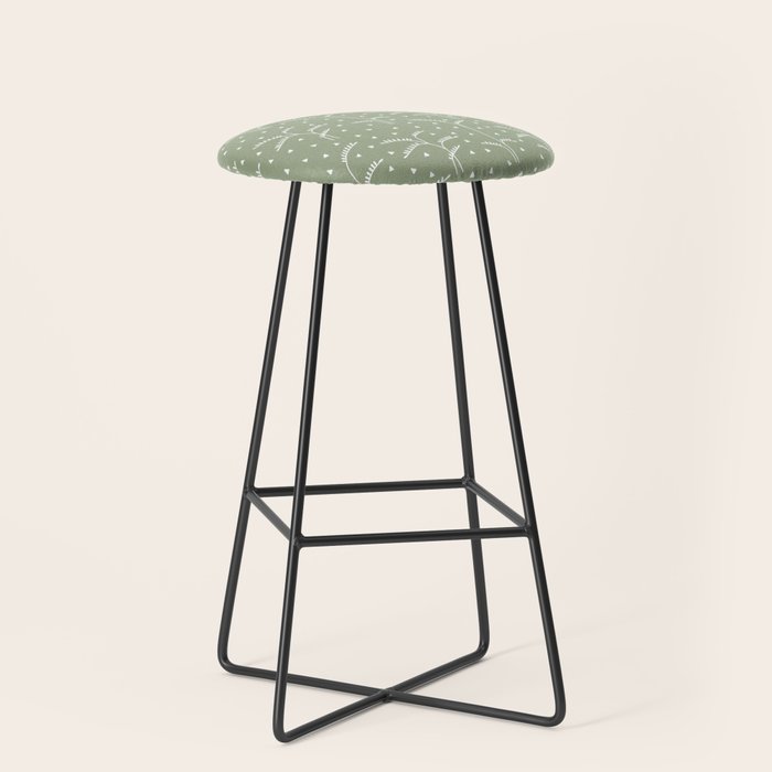 Boho Trees on Sage Green Stool Gallery Image 1