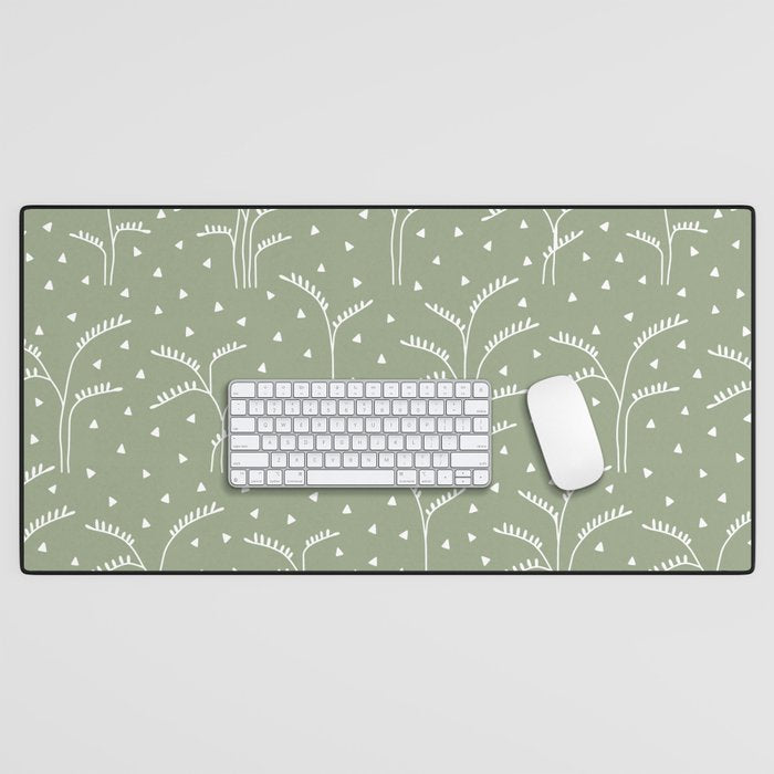 Boho Trees on Sage Green Desk Mat Gallery Image 1