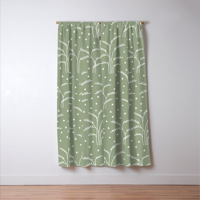 Boho Trees on Sage Green Window Curtain Gallery Image 3