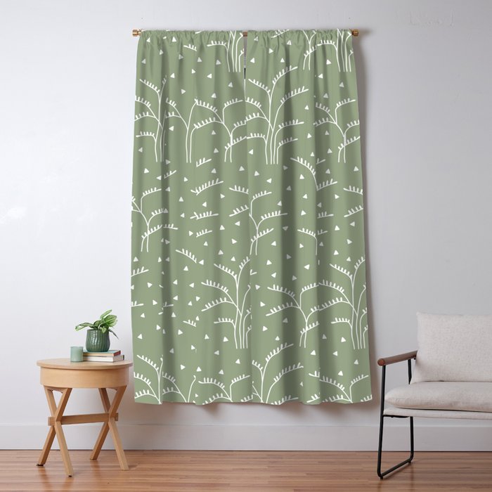 Boho Trees on Sage Green Window Curtain Gallery Image 5