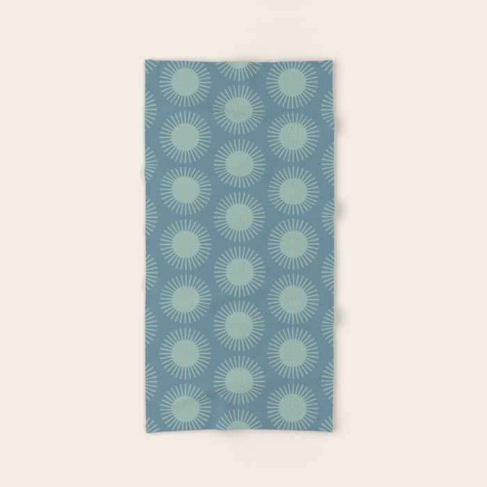 Boho Summer Sun Pattern V Neutral Blue Sage Green Bath Towel Gallery Image 2