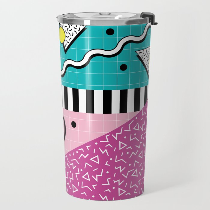 Memphis pattern 68 - 80s / 90s Retro Travel Mug Gallery Image 2
