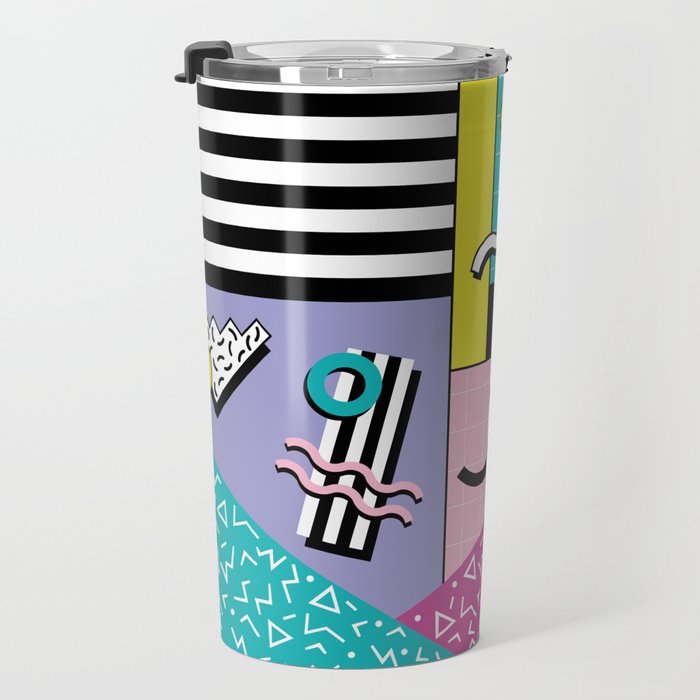 Memphis pattern 68 - 80s / 90s Retro Travel Mug Gallery Image 3