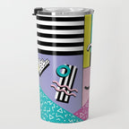 Memphis pattern 68 - 80s / 90s Retro Travel Mug Gallery Image 3