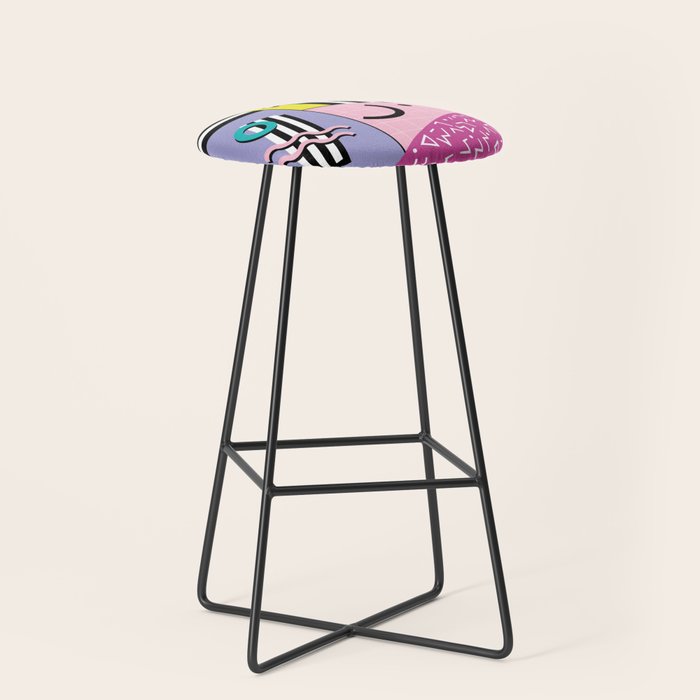 Memphis pattern 68 - 80s / 90s Retro Stool Gallery Image 1