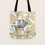 Happy Sloth - Tropical Gold Leaves Tote Bag Gallery Image 1