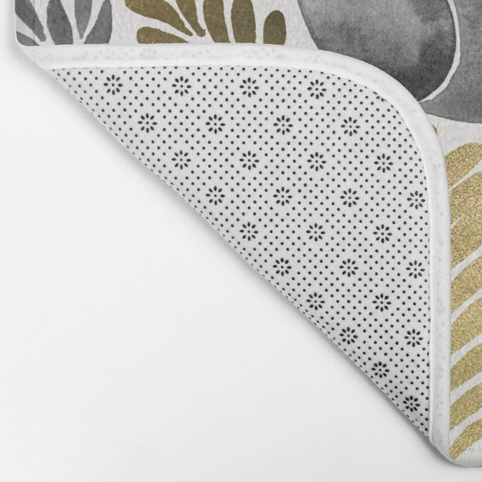 Happy Sloth - Tropical Gold Leaves Bath Mat Gallery Image 2