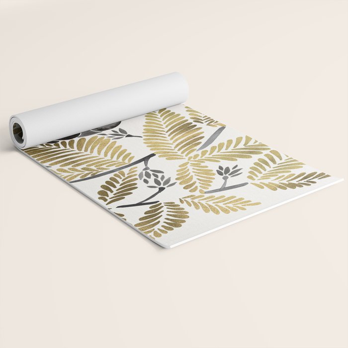 Happy Sloth - Tropical Gold Leaves Yoga Mat Gallery Image 2