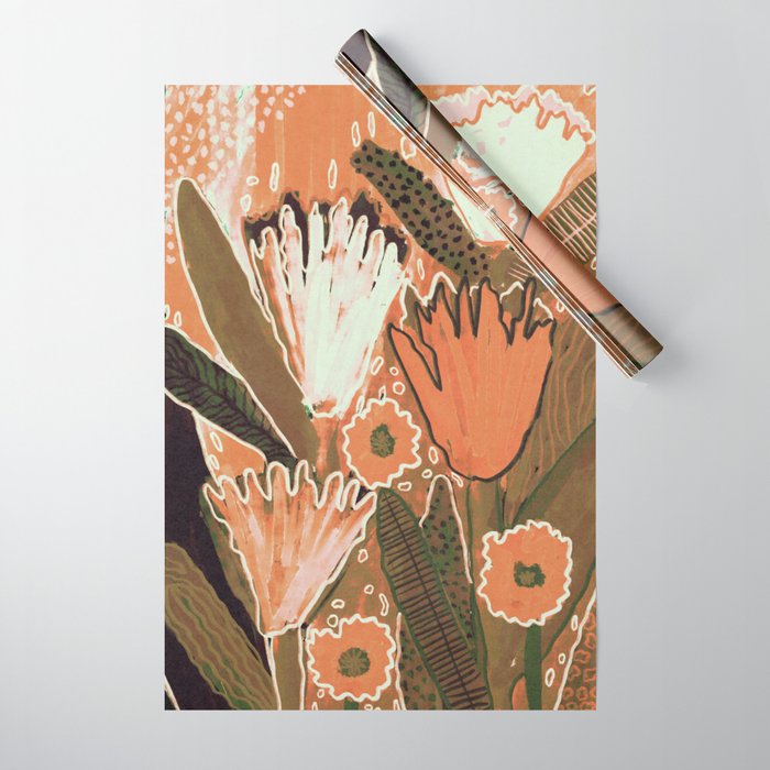 Magic Wildflowers / Orange Wrapping Paper Gallery Image 1