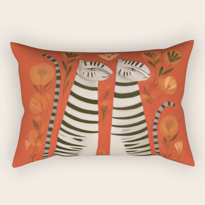 Striped Cat Pair Rectangular Pillow Gallery Image 1