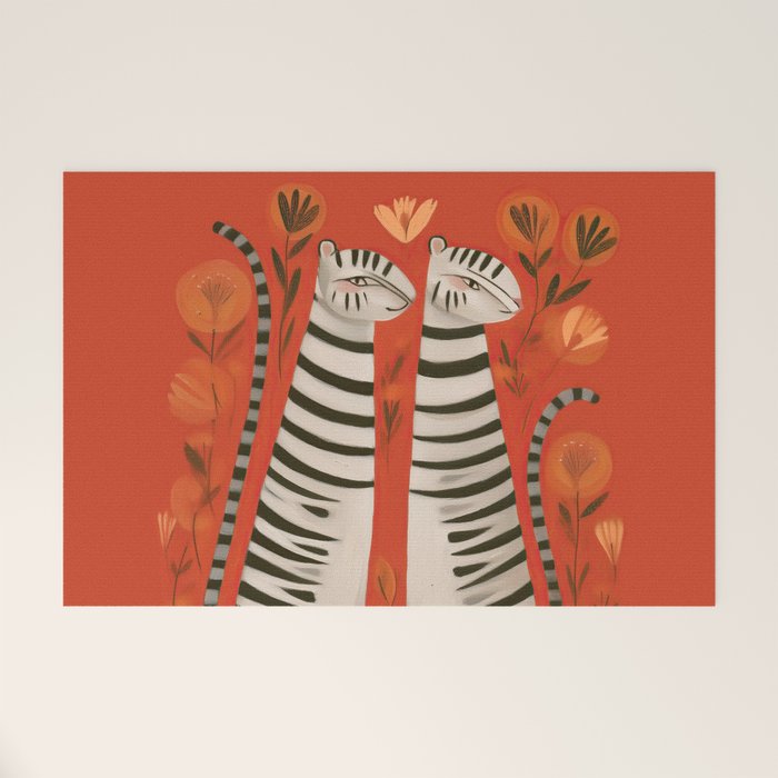 Striped Cat Pair Welcome Mat Gallery Image 1