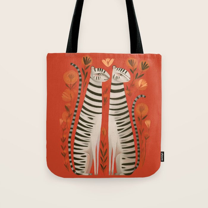 Striped Cat Pair Tote Bag Gallery Image 1