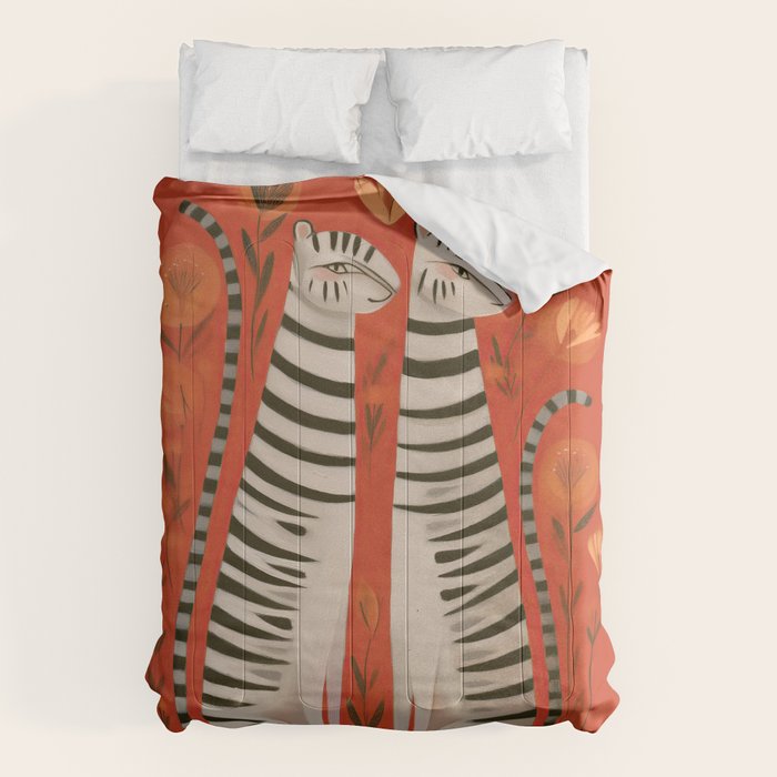 Striped Cat Pair Comforter Gallery Image 6