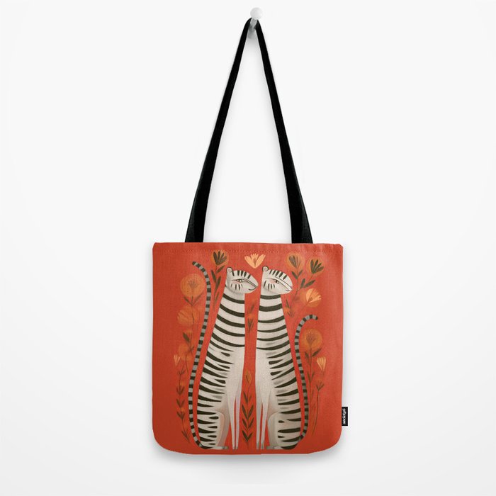 Striped Cat Pair Tote Bag Gallery Image 2