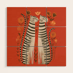 Striped Cat Pair Wood Wall Art Gallery Image 1