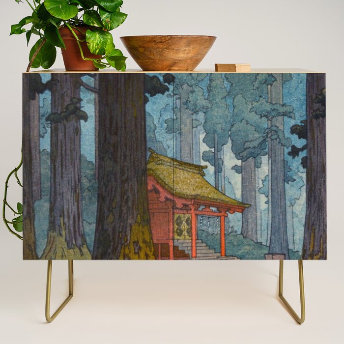 YoshidaToshi Sacred Grove Antique Japanese Woodblock Print  Credenza Gallery Image 1