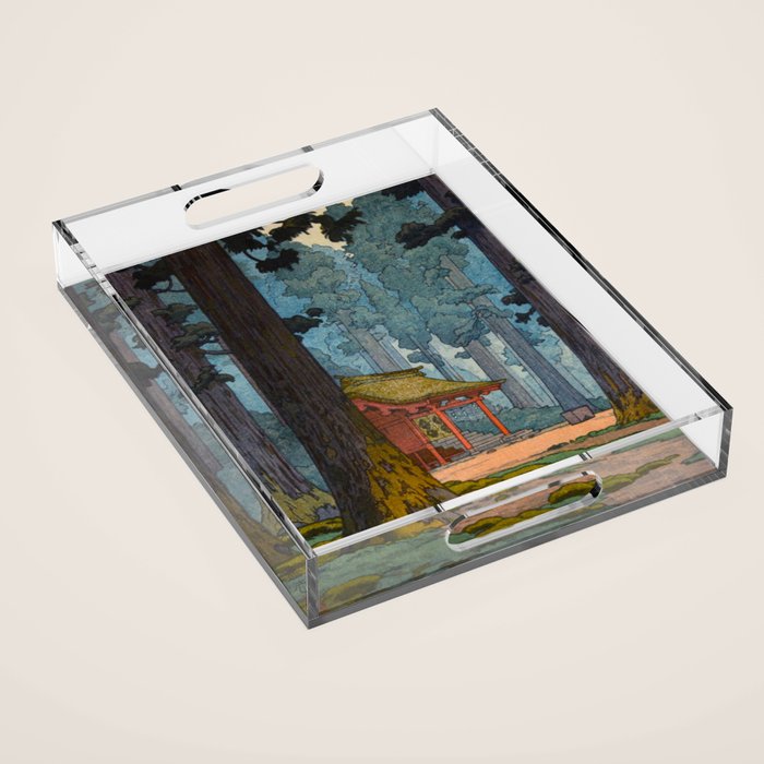 YoshidaToshi Sacred Grove Antique Japanese Woodblock Print  Acrylic Tray Gallery Image 1
