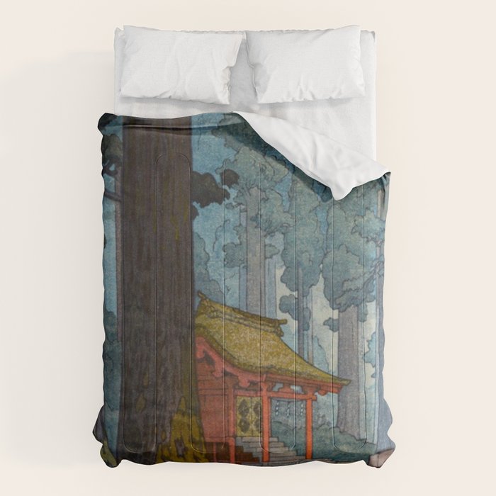 YoshidaToshi Sacred Grove Antique Japanese Woodblock Print  Comforter Gallery Image 6