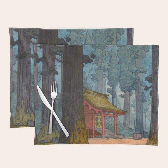 YoshidaToshi Sacred Grove Antique Japanese Woodblock Print  Placemat Gallery Image 1