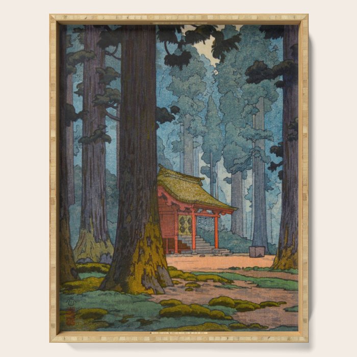 YoshidaToshi Sacred Grove Antique Japanese Woodblock Print  Serving Tray Gallery Image 1