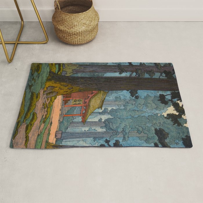 YoshidaToshi Sacred Grove Antique Japanese Woodblock Print  Rug Gallery Image 1
