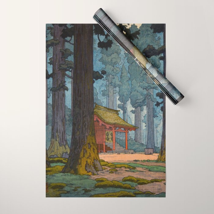 YoshidaToshi Sacred Grove Antique Japanese Woodblock Print  Wrapping Paper Gallery Image 1