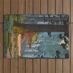 YoshidaToshi Sacred Grove Antique Japanese Woodblock Print  Outdoor Rug Gallery Image 1
