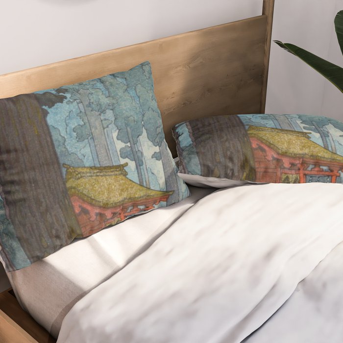 YoshidaToshi Sacred Grove Antique Japanese Woodblock Print  Pillow Sham Gallery Image 2