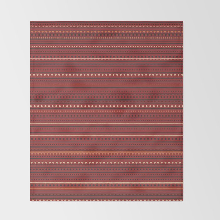 Bamako Textured Stripes and Dots Pattern Maroon Rust Black Orange Throw Blanket Gallery Image 2