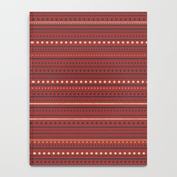 Bamako Textured Stripes and Dots Pattern Maroon Rust Black Orange Notebook Gallery Image 4