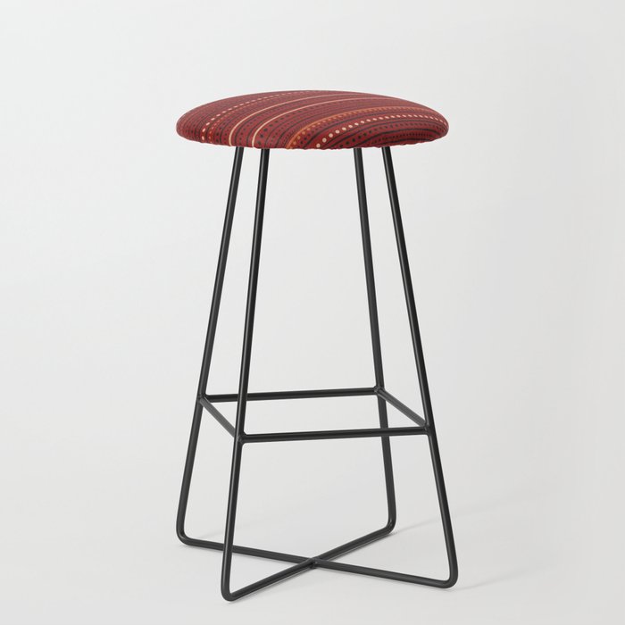 Bamako Textured Stripes and Dots Pattern Maroon Rust Black Orange Stool Gallery Image 1