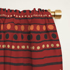 Bamako Textured Stripes and Dots Pattern Maroon Rust Black Orange Window Curtain Gallery Image 2