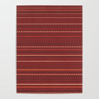 Bamako Textured Stripes and Dots Pattern Maroon Rust Black Orange Poster Gallery Image 4