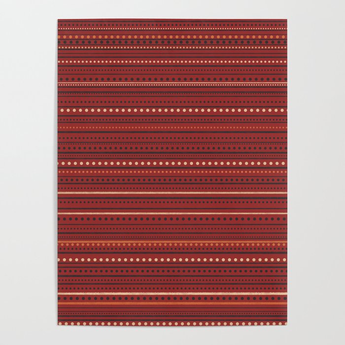 Bamako Textured Stripes and Dots Pattern Maroon Rust Black Orange Poster Gallery Image 4