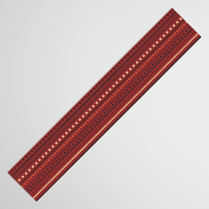 Bamako Textured Stripes and Dots Pattern Maroon Rust Black Orange Table Runner Gallery Image 3