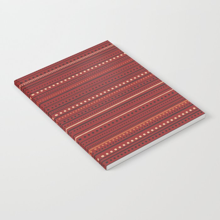 Bamako Textured Stripes and Dots Pattern Maroon Rust Black Orange Notebook Gallery Image 2