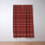 Bamako Textured Stripes and Dots Pattern Maroon Rust Black Orange Window Curtain Gallery Image 3