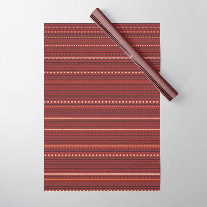 Bamako Textured Stripes and Dots Pattern Maroon Rust Black Orange Wrapping Paper Gallery Image 1