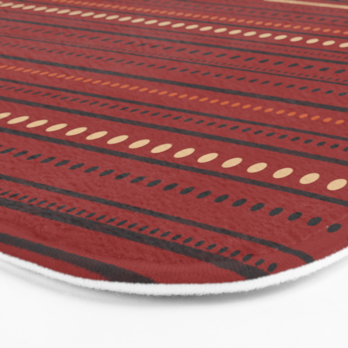 Bamako Textured Stripes and Dots Pattern Maroon Rust Black Orange Bath Mat Gallery Image 3