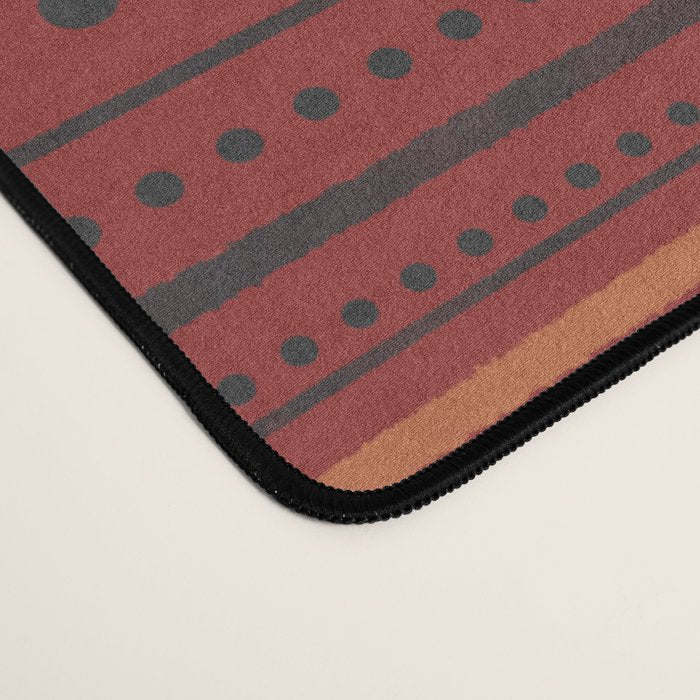 Bamako Textured Stripes and Dots Pattern Maroon Rust Black Orange Desk Mat Gallery Image 4