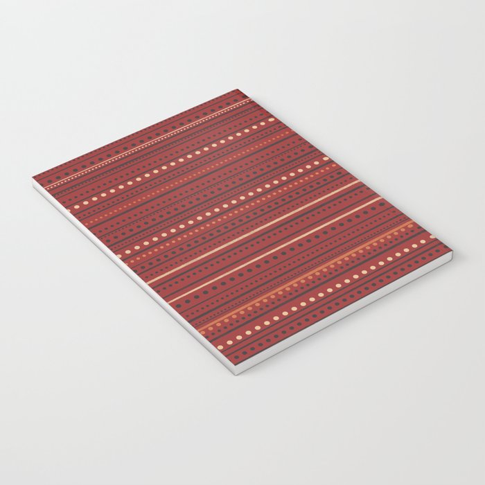 Bamako Textured Stripes and Dots Pattern Maroon Rust Black Orange Notebook Gallery Image 3