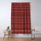 Bamako Textured Stripes and Dots Pattern Maroon Rust Black Orange Window Curtain Gallery Image 5
