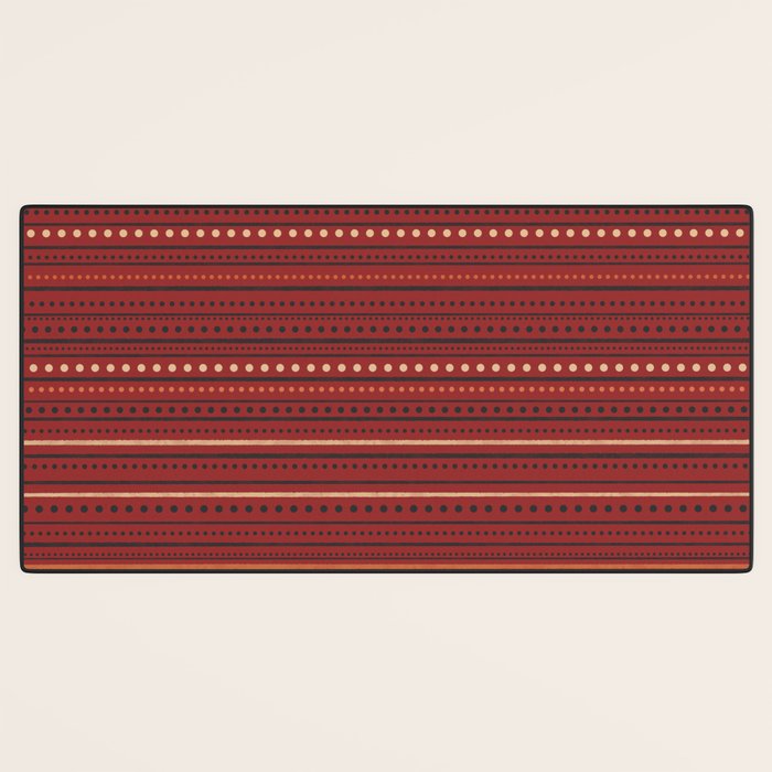 Bamako Textured Stripes and Dots Pattern Maroon Rust Black Orange Desk Mat Gallery Image 3