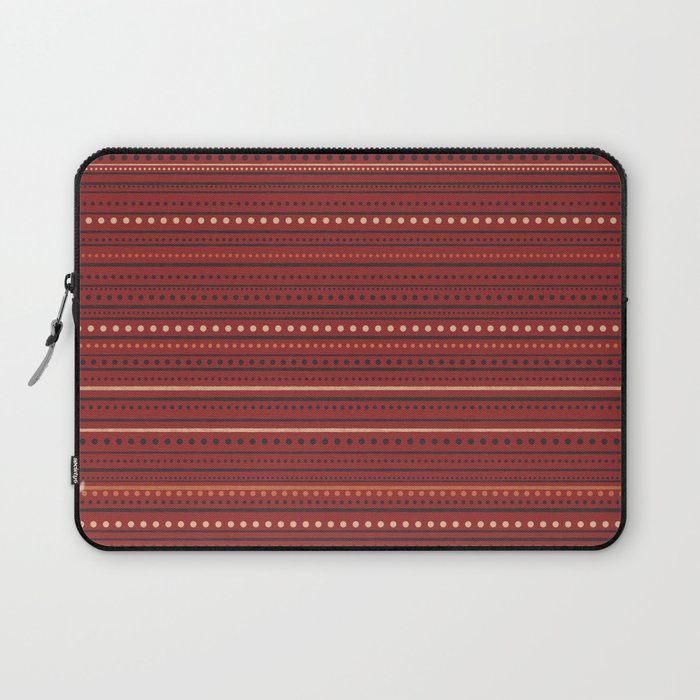 Bamako Textured Stripes and Dots Pattern Maroon Rust Black Orange Laptop Sleeve Gallery Image 1