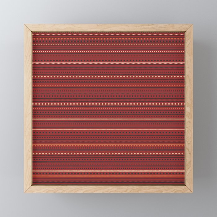 Bamako Textured Stripes and Dots Pattern Maroon Rust Black Orange Mini Art Print Gallery Image 1
