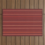 Bamako Textured Stripes and Dots Pattern Maroon Rust Black Orange Outdoor Rug Gallery Image 1