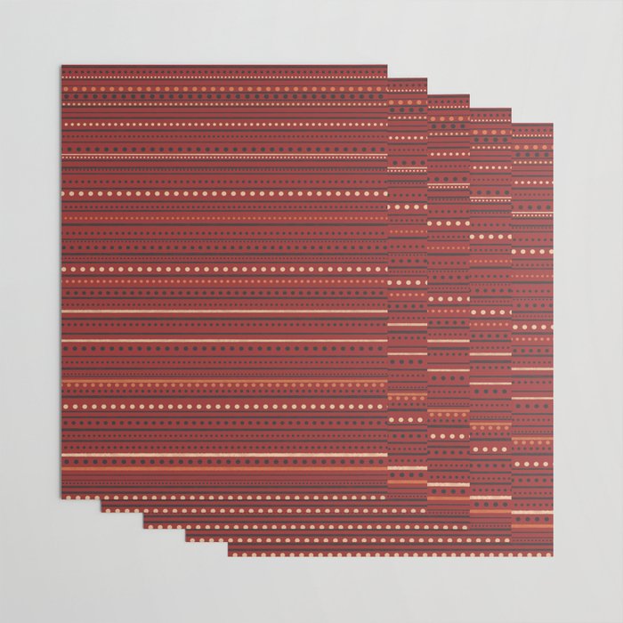 Bamako Textured Stripes and Dots Pattern Maroon Rust Black Orange Wrapping Paper Gallery Image 3